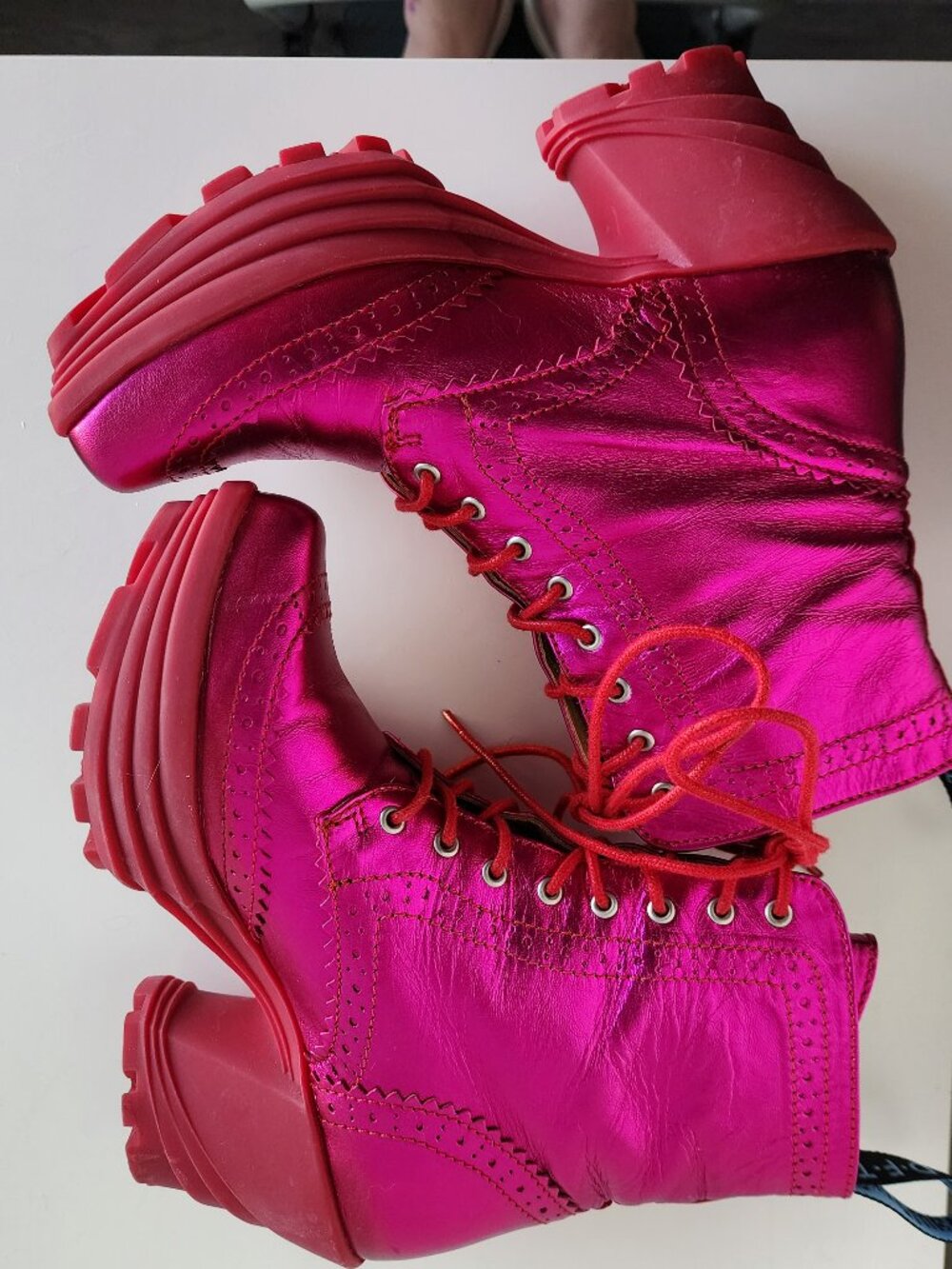 John Fluevog magenta Mellow Bebop Boots, Size 8 - Picture 5 of 8